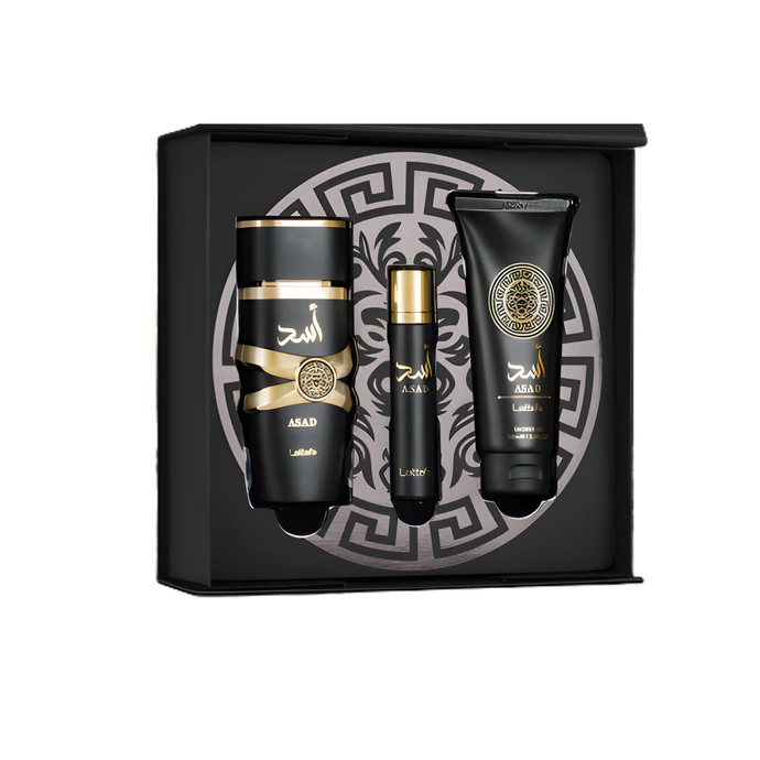 Lattafa Asad 3-Piece Spicy Smoky Perfume Gift Set for Men