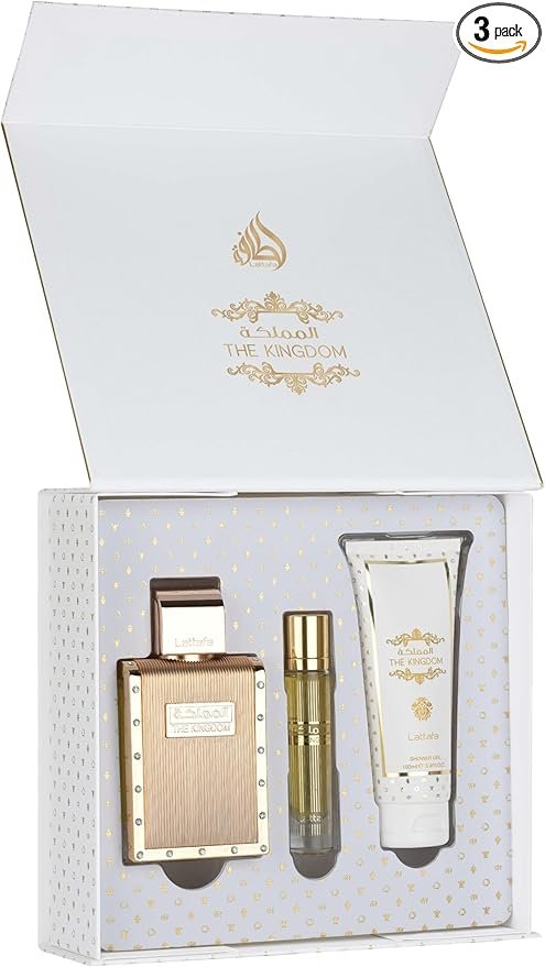 The Kingdom For Men Perfume 3pcs Gift Set (100ml EDP, 12ml Travel Spray & 100ml Shower Gel) by Lattafa