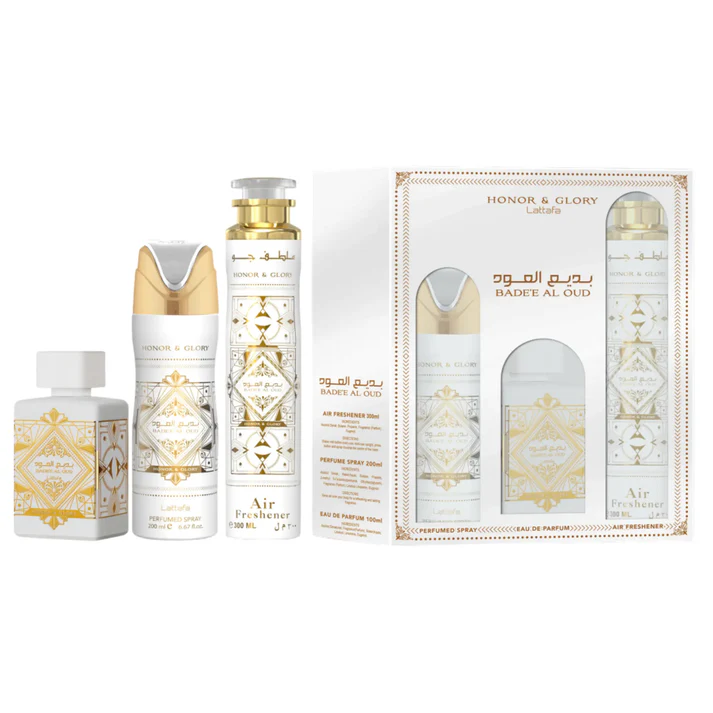 Lattafa Badee Al Oud Honor & Glory 3-Piece Oriental Spicy Woody Perfume Gift Set